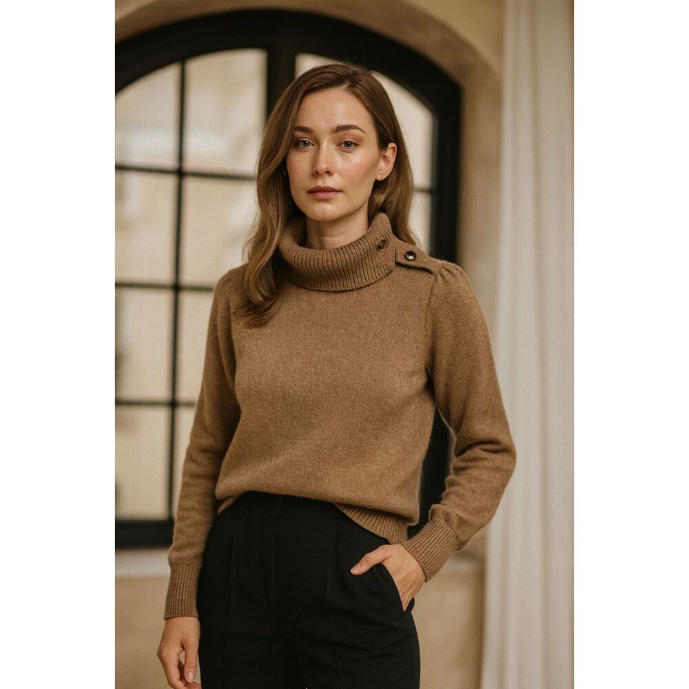 CO Collection Tan Turtleneck Wool Pullover Sweater Top   Women's Size XS